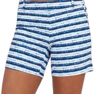 SPANX Blue Painted Striped Shorts Size: L
